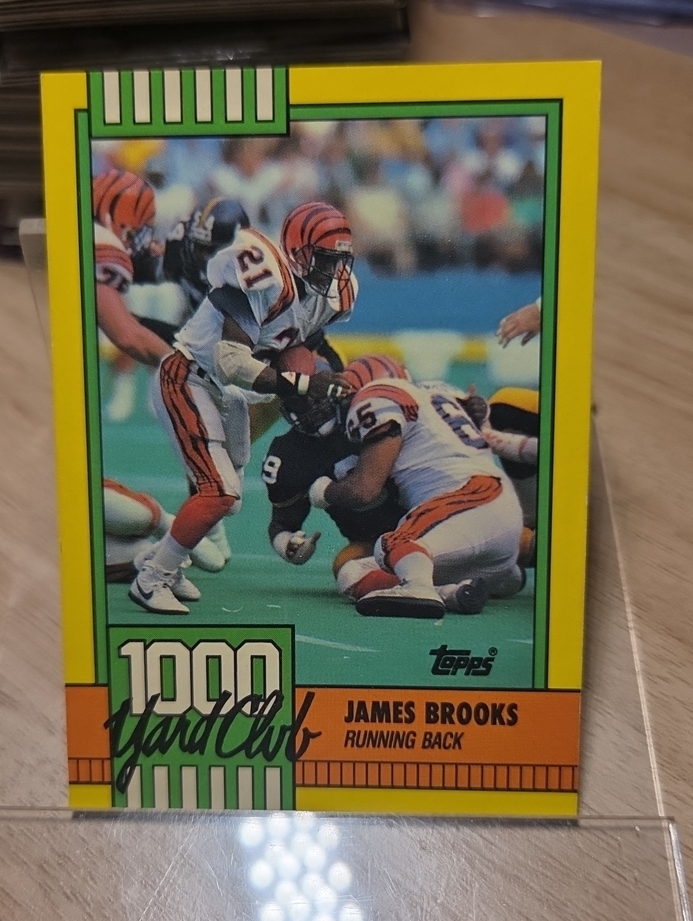 1990 Topps James Brooks 1000 Yard Club Football Card - Yellow Green Orange